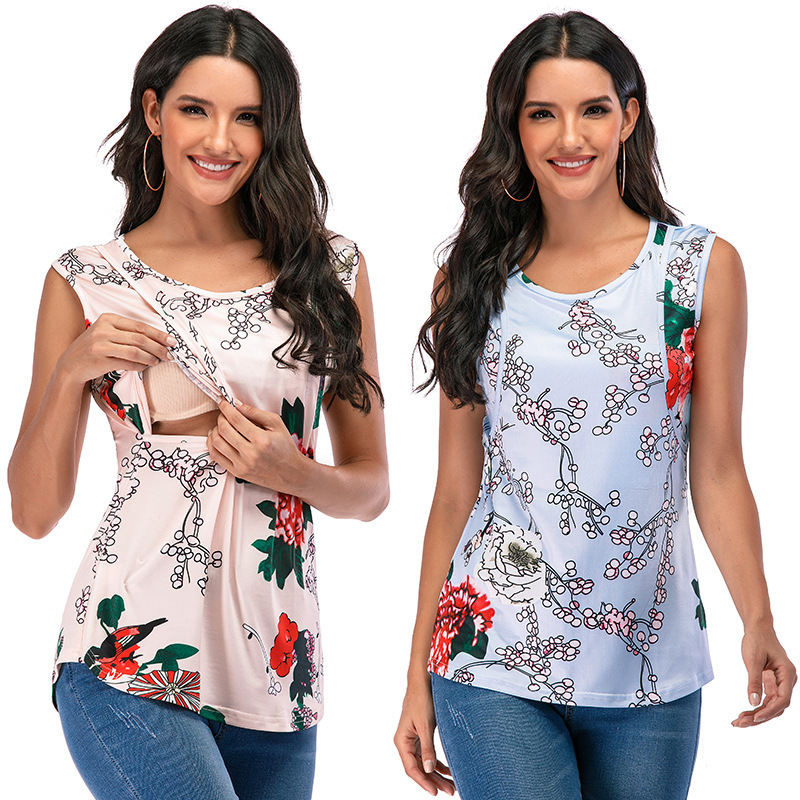 Sleeveless nursing printed T-shirt - Image 2