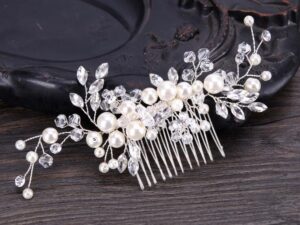 Pearl White Crystal Banquet Headdress Comb