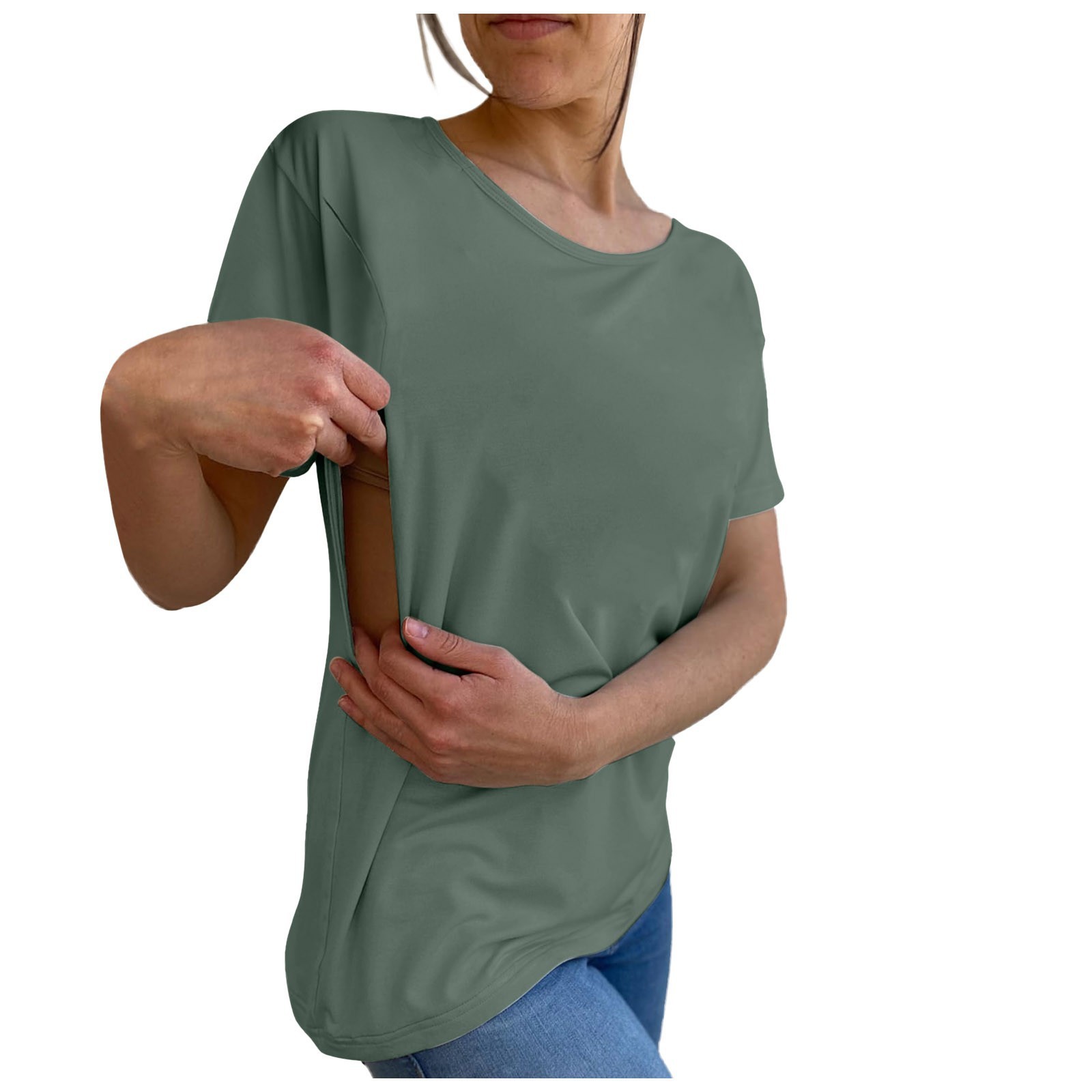 T-shirt Women's Short Sleeved Maternity Shirt Nursing Outfit - Image 6