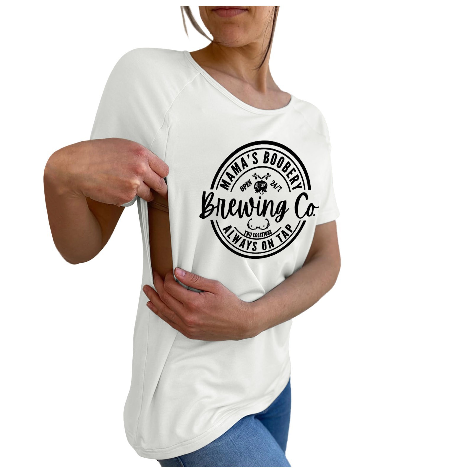 T-shirt Women's Short Sleeved Maternity Shirt Nursing Outfit - Image 10