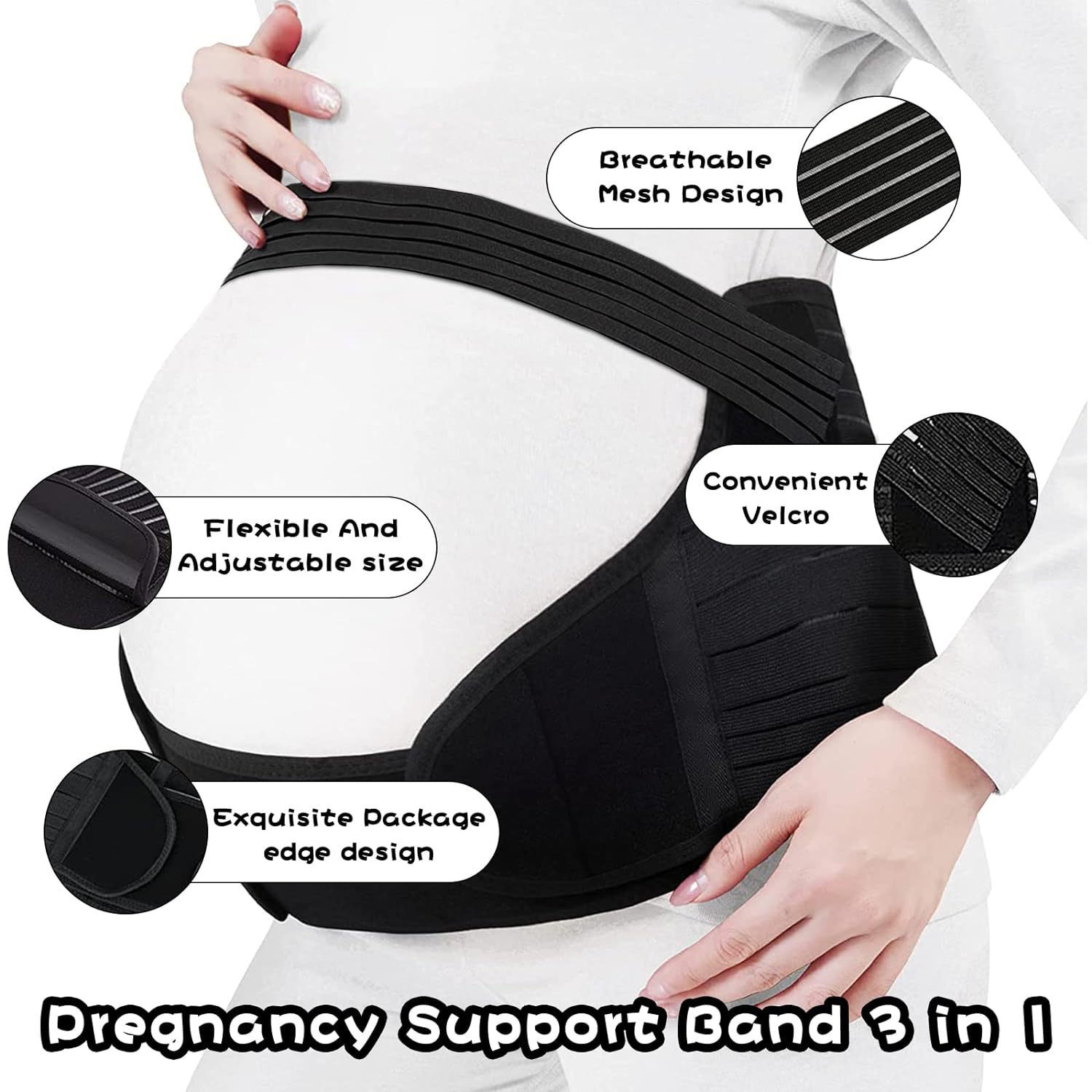 Solid Color Breathable Adjustable Maternity Belt - Image 3