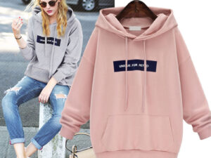 Loose Word Student Hooded Plus Fleece Sweater