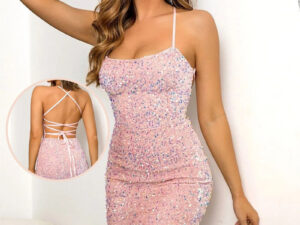 French Sequined Suspender Short Dress Summer Sexy Tight Slim Beauty Back Hip-hugging Skirt For Womens Clothing