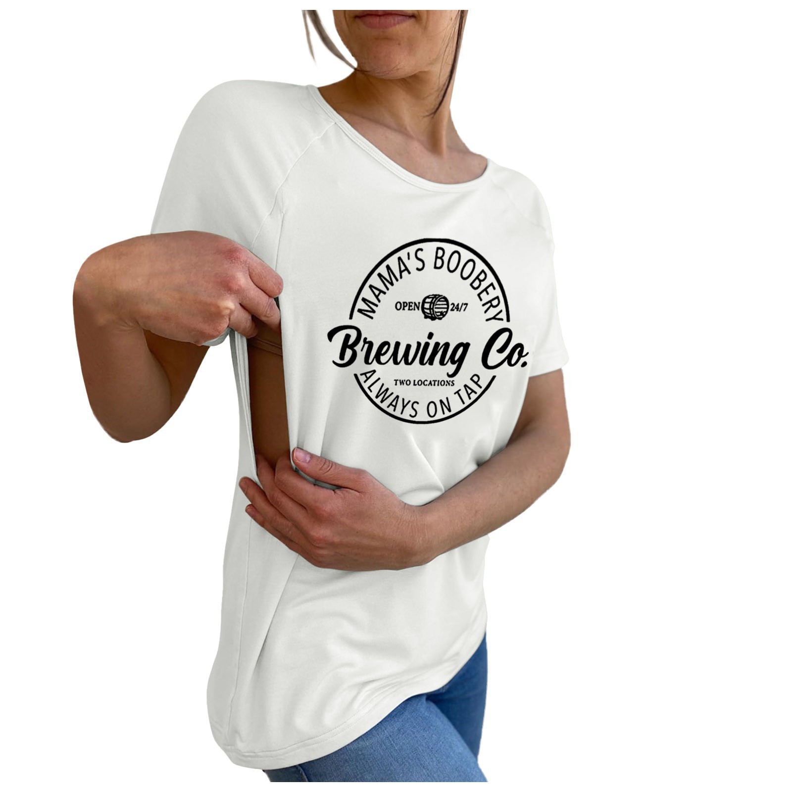 T-shirt Women's Short Sleeved Maternity Shirt Nursing Outfit - Image 4