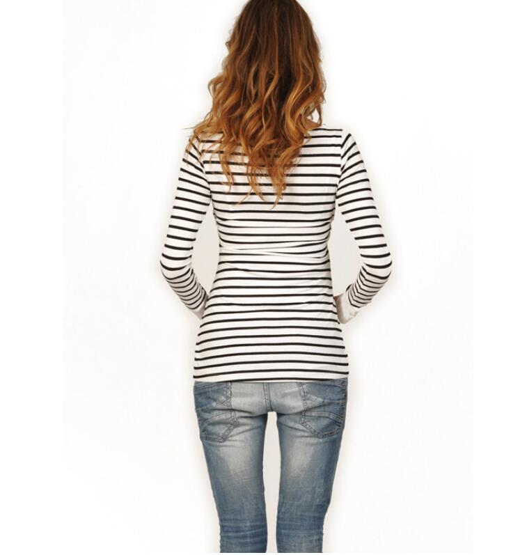 Multifunctional Maternity T-shirt Striped Long Sleeve Nursing Wear - Image 3
