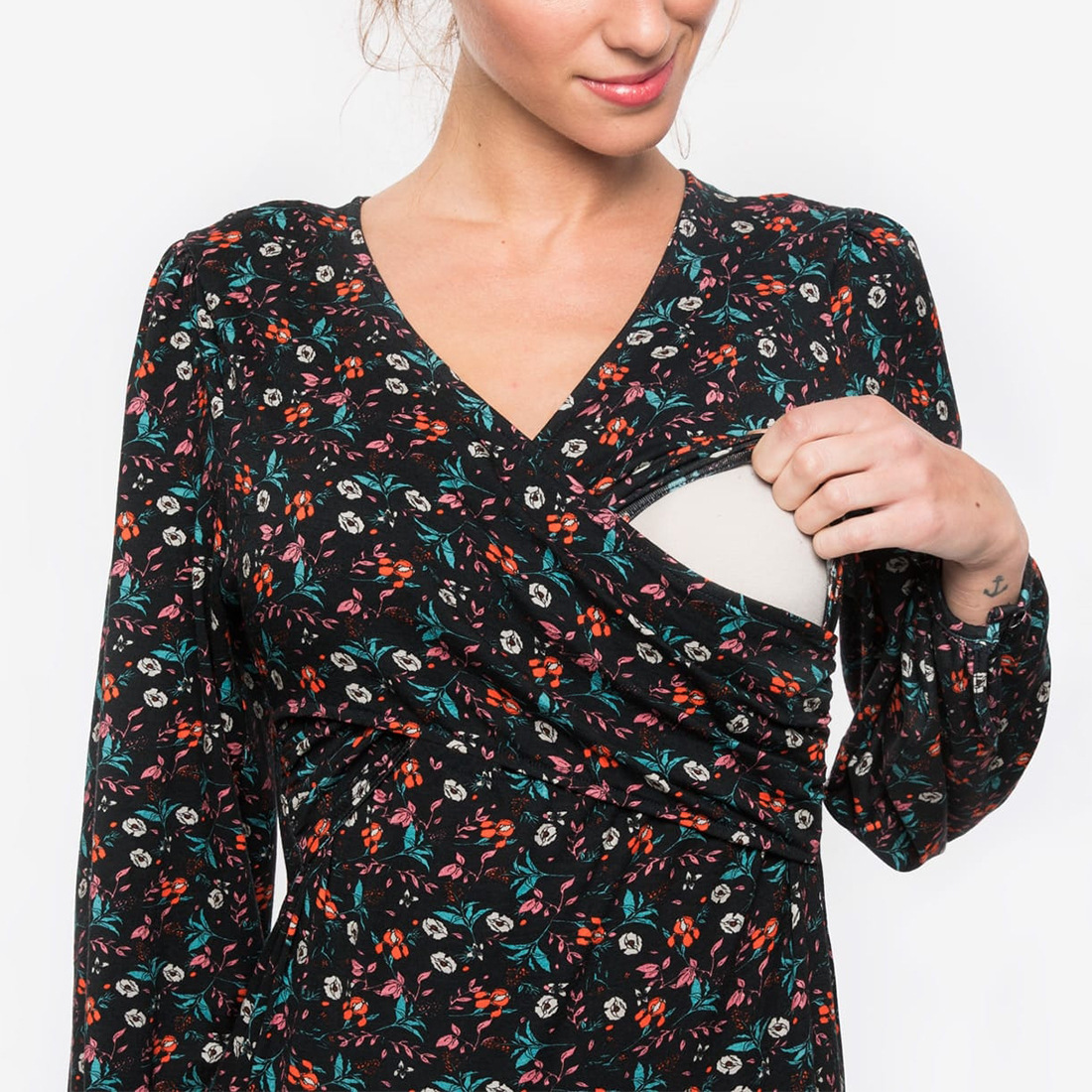 Long Sleeve Multicolor Printed Cross Nursing Care T Shirt - Image 6