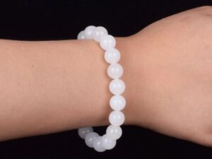 Hotan White Jade Goat Fat Round Bead Bracelet