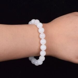 BABYNBEAUTY-Where Cuteness Meets Radiance for Your Little one - BabynBeauty 263 Hotan White Jade Goat Fat Round Bead Bracelet
