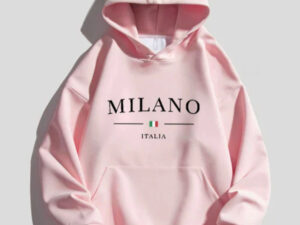 Loose-fitting Hoodie Fleece-lined Solid Color Hoodie