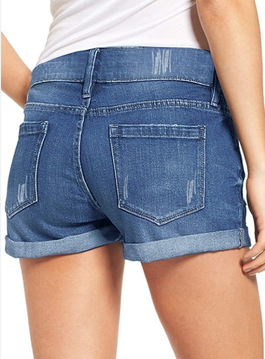Ripped And Frayed Denim Shorts For Women - Image 4