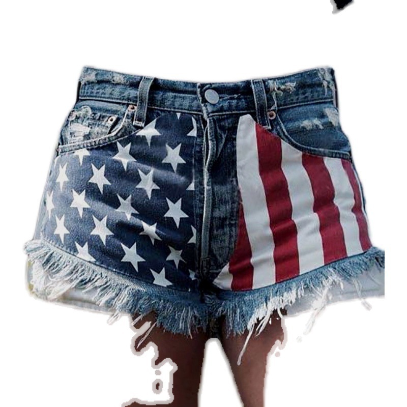 Fringed Star-Print Denim Shorts For Women - Image 5