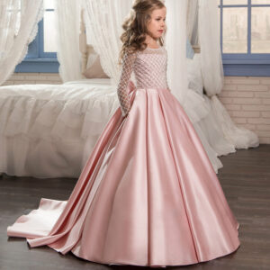 BABYNBEAUTY-Where Cuteness Meets Radiance for Your Little one - BabynBeauty 111 Mesh Long Sleeve Trailing Girls' Dress