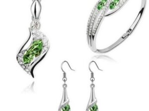 New Angel Elf Earrings Necklace Bracelet Three-piece Austria Crystal Alloy Jewelry Set Wholesale