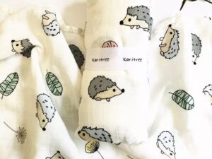 Baby Swaddling Gauze Blanket With Flowers And Animals Print