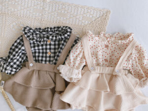 Baby Romper 0-2 Years Old Baby Clothes Baby Girl Foreign Style Pleated Lotus Leaf Sling Climber