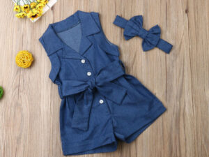 Pudcoco Kids Baby Girl Clothes Sleeveless Romper Denim