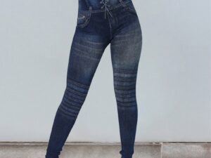 Seamless Imitation Of Jean Leggings For Women