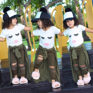 BABYNBEAUTY-Where Cuteness Meets Radiance for Your Little one - BabynBeauty 90 Pudcoco Girl Set 6M-4Y Kid Baby Girls Eyelash Tops T-shirt Pants Leggings Outfits Set Clothes