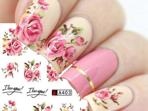 Nail Art Rose Nail Sticker Bowknot Lace Red Flower Nail Applique Eco-Friendly Nail