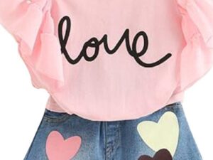 Summer Kids Girls Clothing Sets 2 pcs T-shirt Hole Pants Set