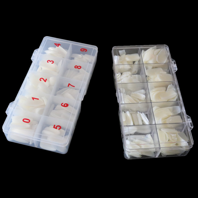 Nail Art 500 Piece Box Armor Pieces Transparent Fully Pasted Half Pasted Pieces Fake Nail Pieces Transparent French Natural - Image 2