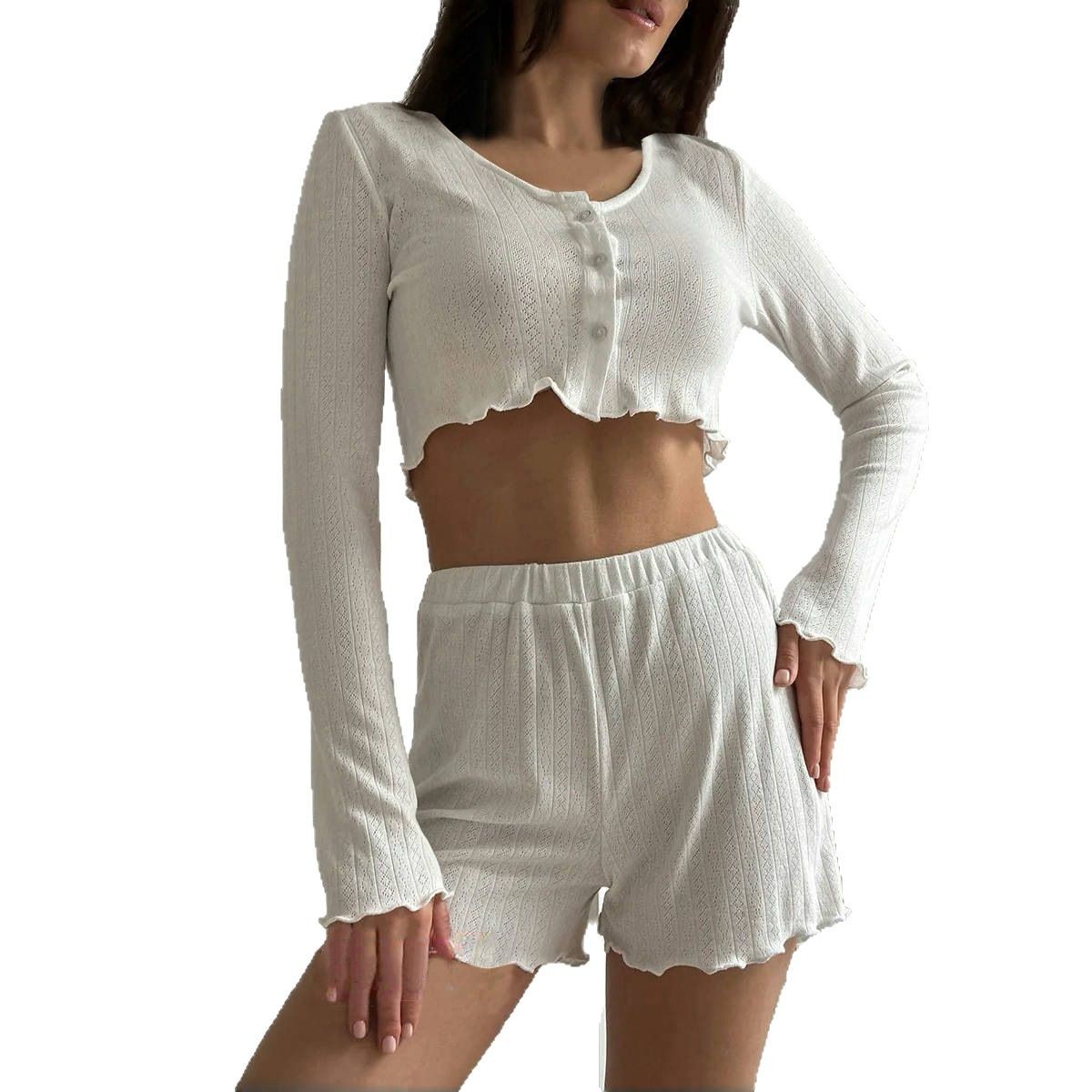 Pajamas Long Sleeve Shorts Suit For Women - Image 5