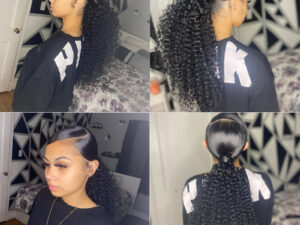 Human Hair Ponytail Velcro Natural Color