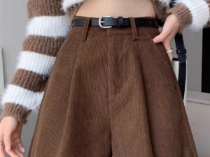 Fashion Brown Corduroy Shorts For Women