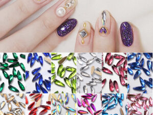 10Pcs 3D Nail Art Rhinestones Long Water Drop Shaped Glitter Nail Art Decorations Accessoires Nail Supplies