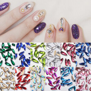 3D Nail Art Rhinestones  10PcsLong Water Drop Shaped Glitter Nail Art Decorations Accessoires Nail Supplies BEAUTY