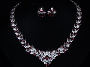 Zircon Flower Stud Necklace Set