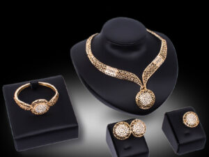 Necklace earrings ring jewelry four piece set