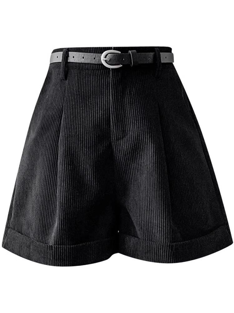 Fashion Brown Corduroy Shorts For Women - Image 5