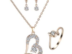 Heart Pendant Jewelry Set Rhinestone Jewellery