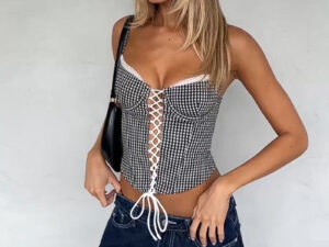 Womens Stylish Sexy Plaid-strapped Camisole