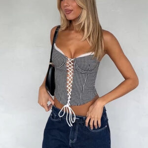 Womens Stylish Sexy Plaid-strapped Camisole