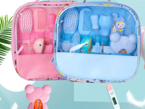 Roadfisher Newborn Baby Care Kits Nose Cleaner Feeder Earpick Tools Grooming Bag Set Nail Clipper Tooth Hair Brush Comb Scissor