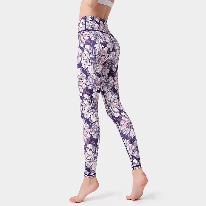 Fashion Flowers Print Leggings High Waist Hip Lifting Yoga Pants For Women Sports Running Fitness Trousers - Image 8