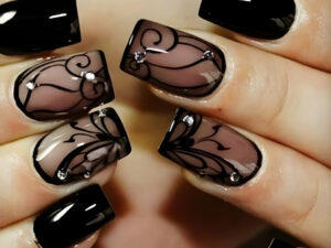 Dark Ins Style Black Vine Wearing Nails And Nails