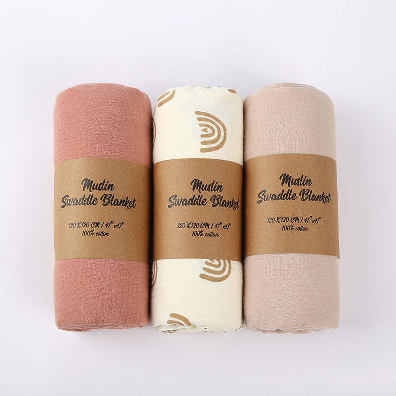 Double-layer Crepe Baby Cover Blanket Swaddling Baby Gauze Towel Newborn Package Combination - Image 9