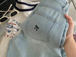 Designer Bow-Embroidered Denim Shorts For Women