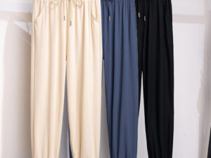 High Waist Loose Cropped Ice Silk Leggings For Women