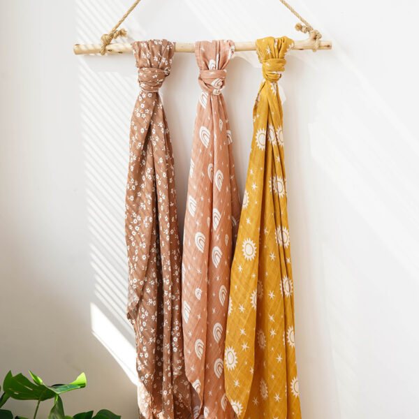 3-piece Combination Baby Swaddling Blanket 2-layer Bamboo Fiber Easy To Dry Gauze Towel Thin Summer