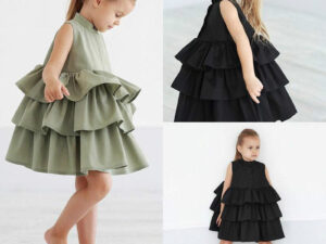 Fashion Simple Solid Color Sleeveless Small And Medium Girl Dress