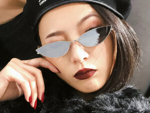 New Cute Sexy Sunglases Retro Cat Eye Sunglasses Women Metal Triangle Vintage Cateye Sun Glasses Female