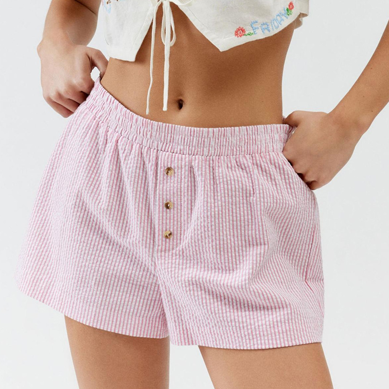 Striped Plaid Leisure Commute Shorts For Women - Image 5