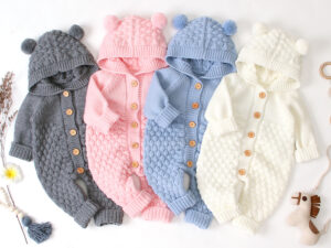 Hooded knitted jumpsuit