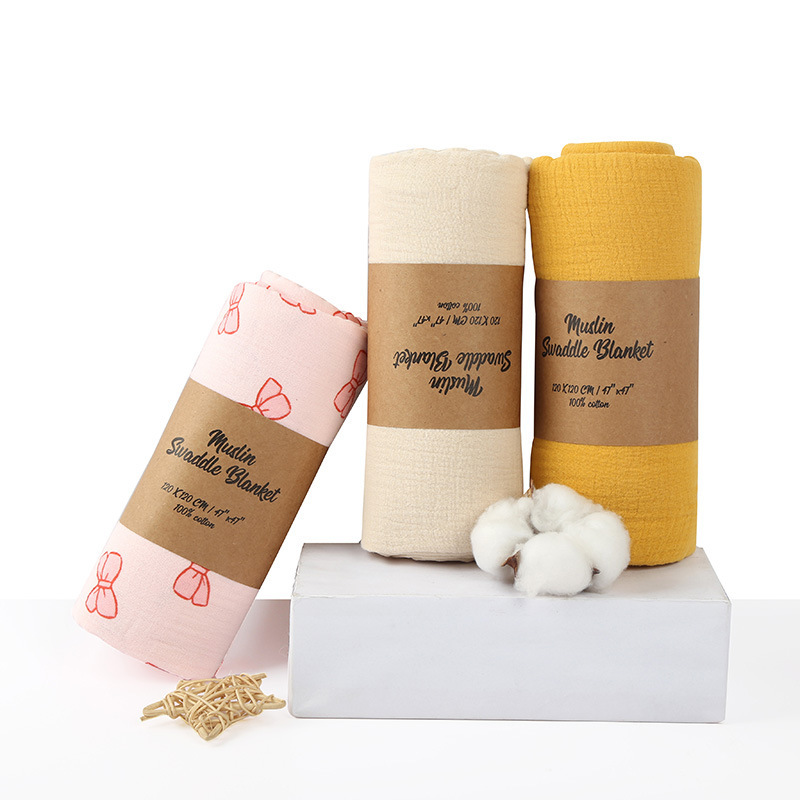 Double-layer Crepe Baby Cover Blanket Swaddling Baby Gauze Towel Newborn Package Combination - Image 2