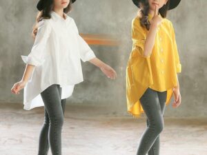 Girls' Big Kids Loose Fashionable Tops Korean Style Shirts Big Kids' Swallowtails