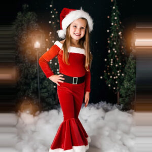 BABYNBEAUTY-Where Cuteness Meets Radiance for Your Little one - BabynBeauty 107 Winter Christmas Long-sleeved Shirt Bell Bottoms Hat Three-piece Children's Clothing